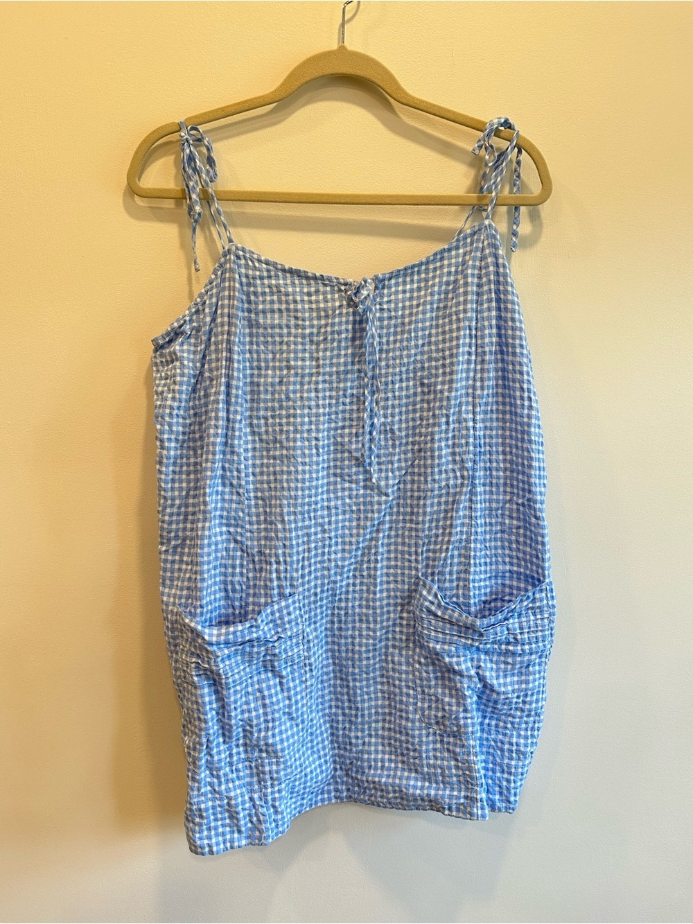 Anthropologie Blue Gingham Mini Nap Dress XL - Picture 3 of 9